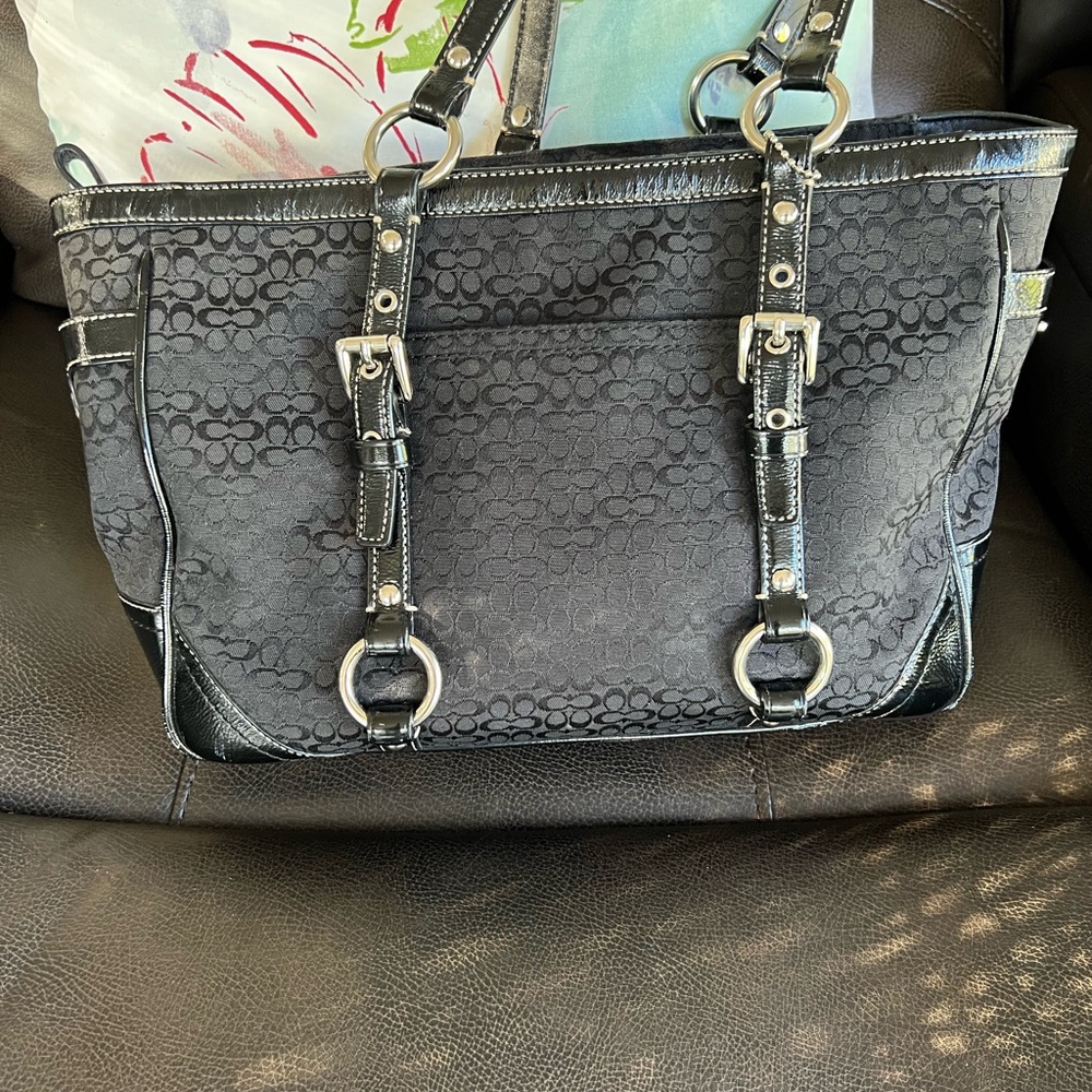 Coach Black Signature Shoulder Bag early 2000's